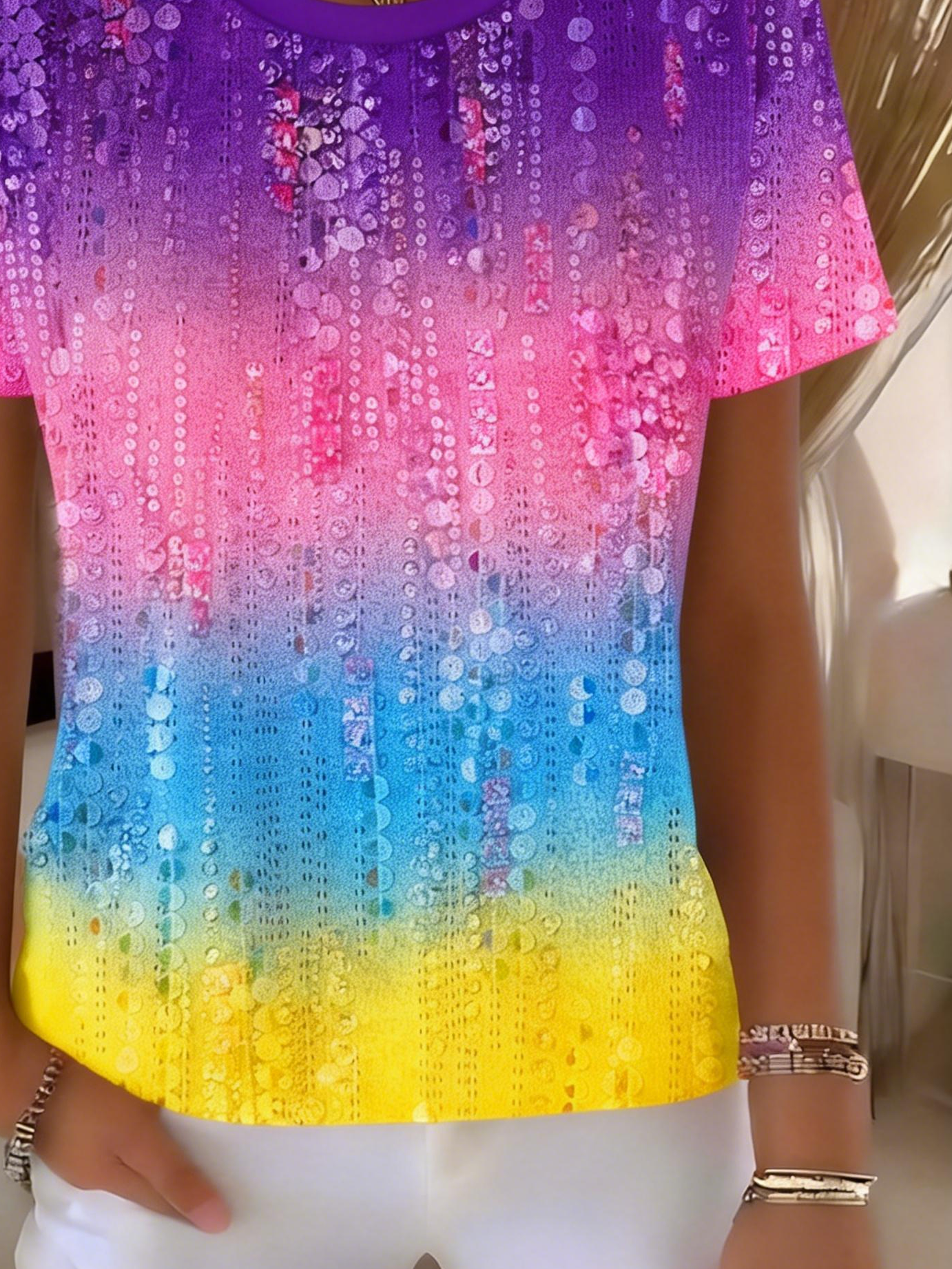Casual Regular Fit Gradient Pattern T-Shirt