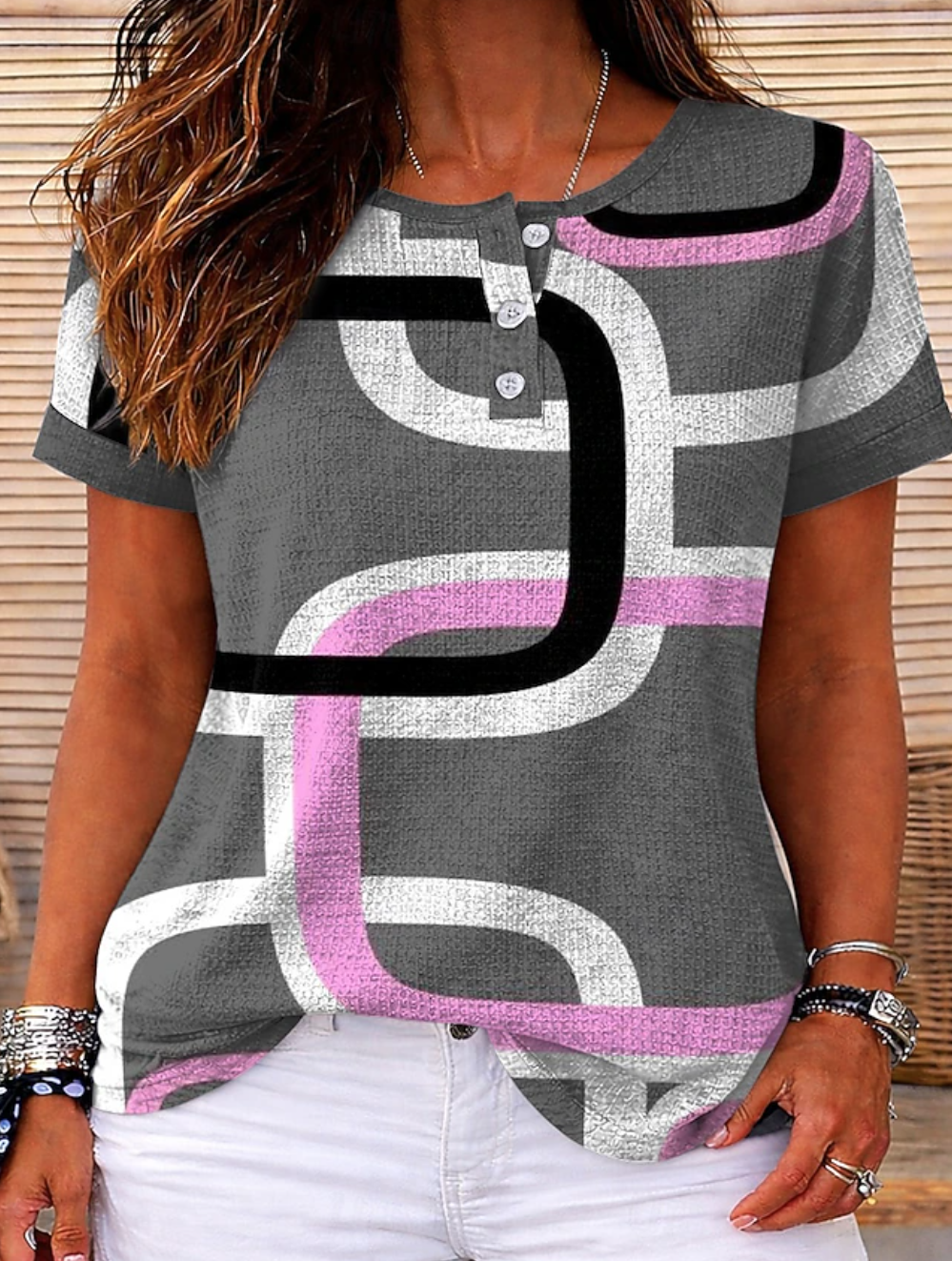 Casual Loose Others Striped T-Shirt
