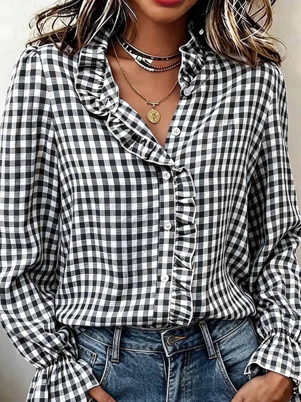 Polyester Cotton Plaid Elegant Others Shirt