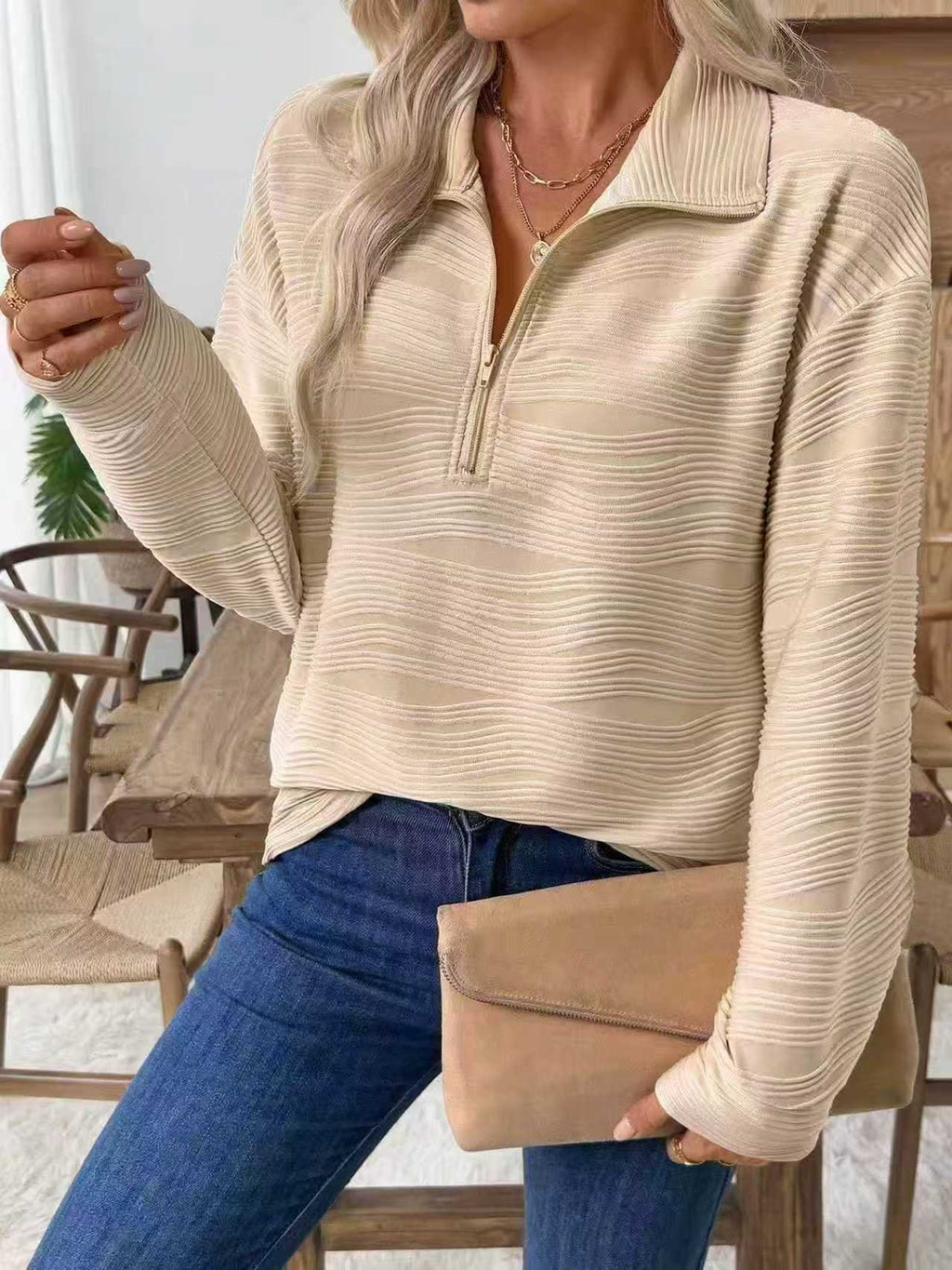 Casual Shawl Collar Cotton Sweatshirt