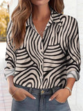 Abstract Stripe Elegant Zebra Print Long Sleeve Casual Shirt
