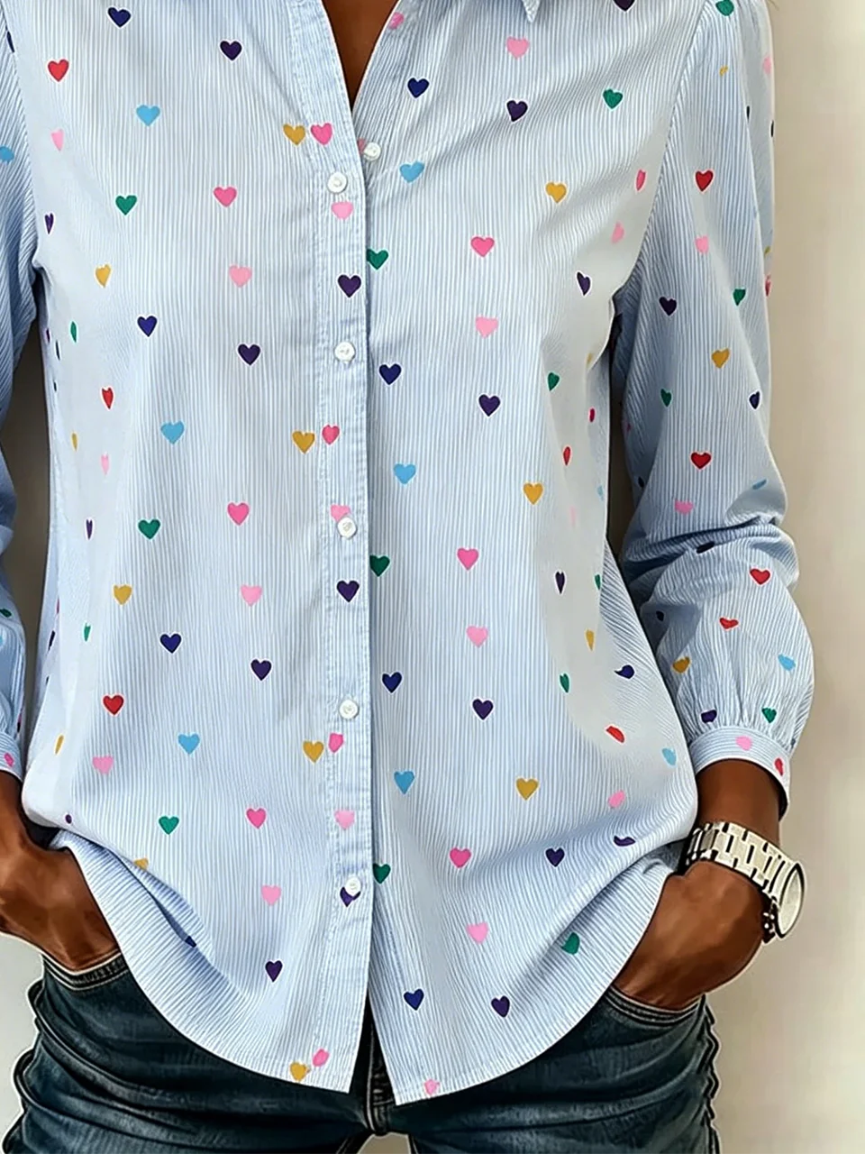 Shirt Collar Vintage Striped Loose Shirt