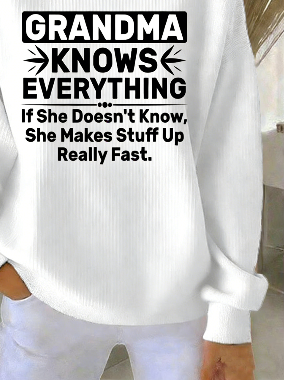 Cotton-Blend Crew Neck Letter Pattern Casual Sweatshirt
