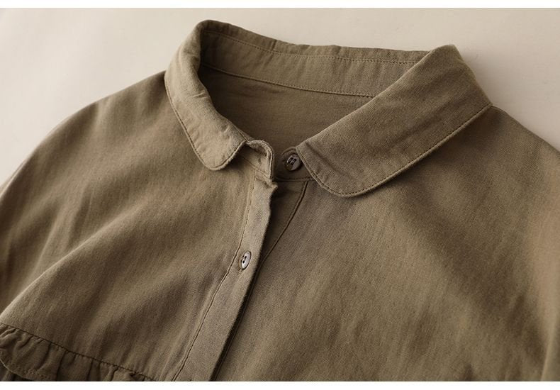 Shawl Collar Loose Plain Vintage Shirt