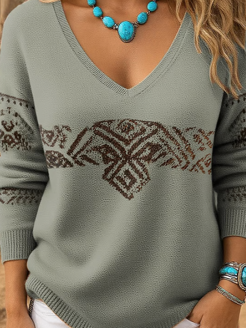 Gradient Pattern Loose Casual Knit Top