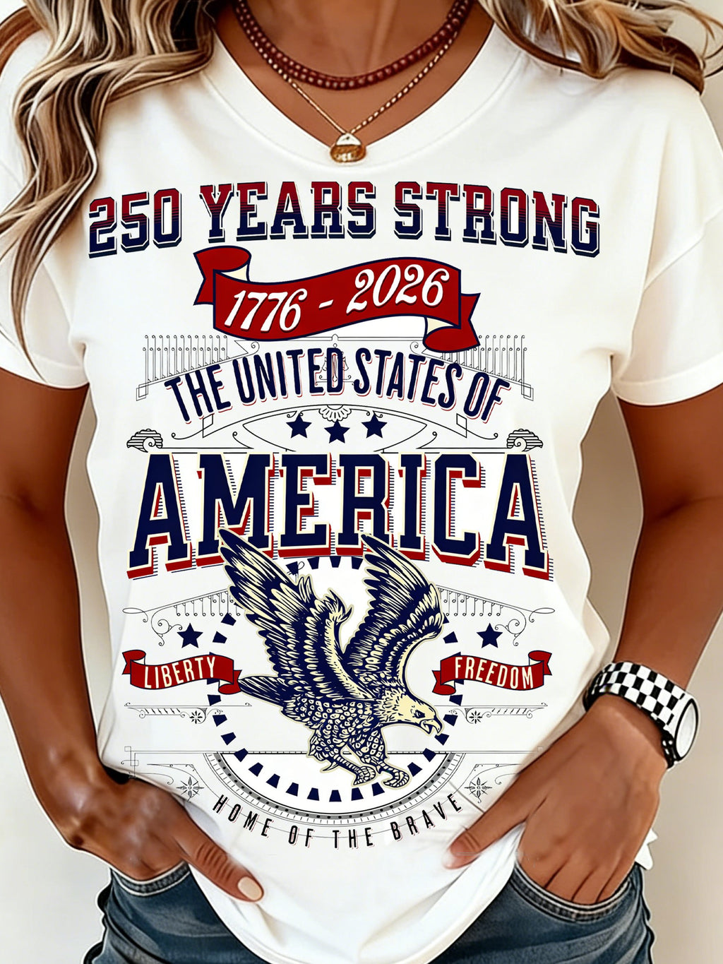 250th anniversary Crew Neck Independence Day Casual Regular Fit T-Shirt