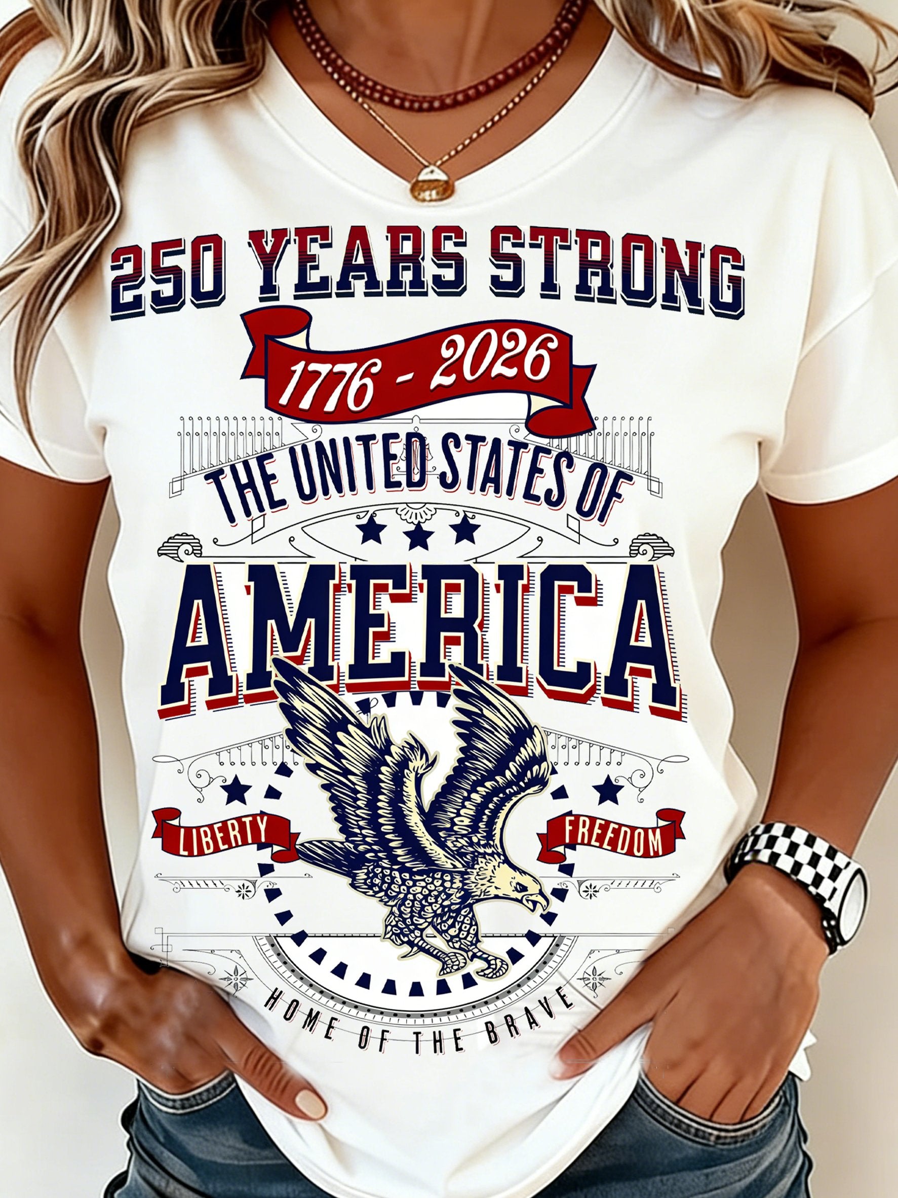 250th anniversary Crew Neck Independence Day Casual Regular Fit T-Shirt