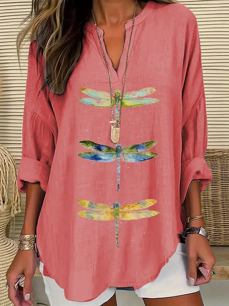 Casual Animal Shawl Collar Blouse