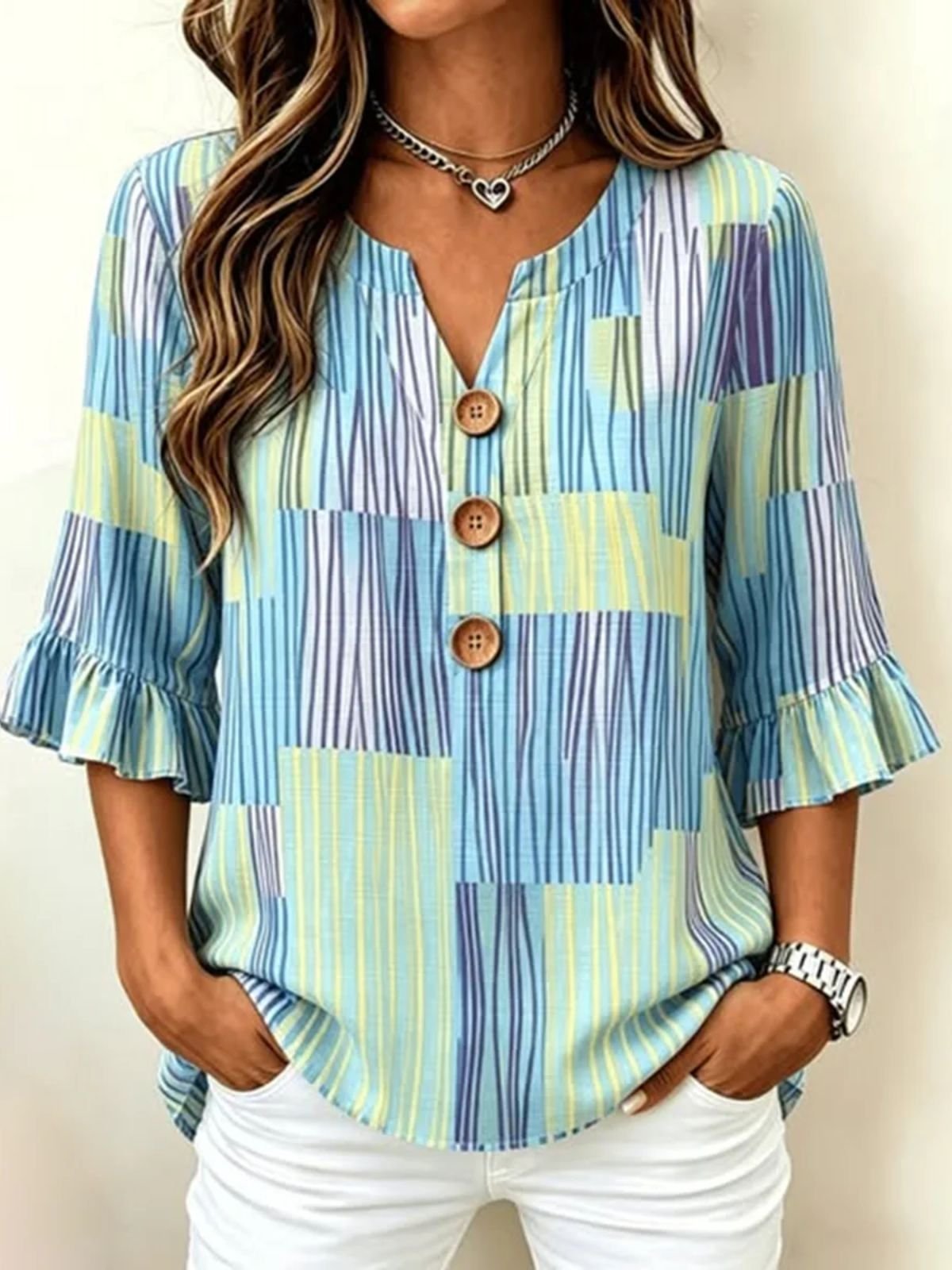 Vintage Regular Fit V Neck Blouse