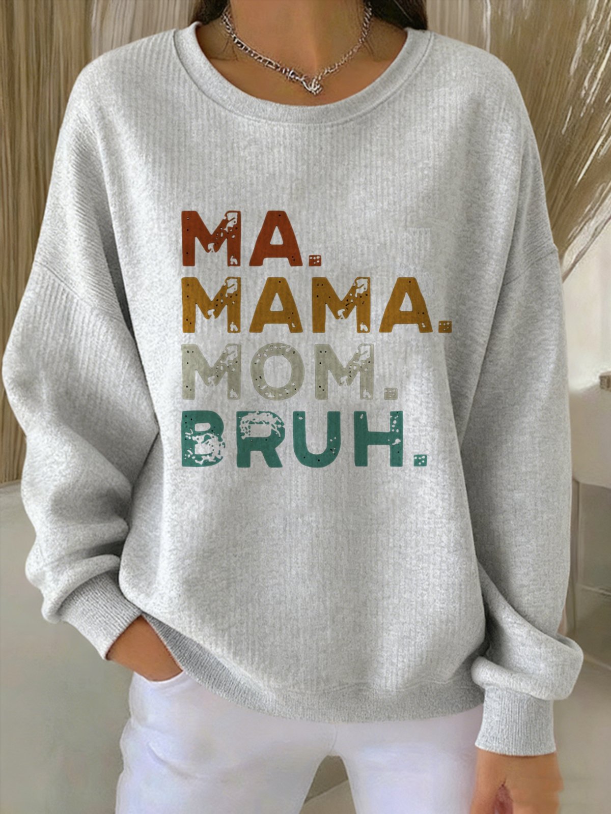 Text Letters Crew Neck Vintage Sweatshirt