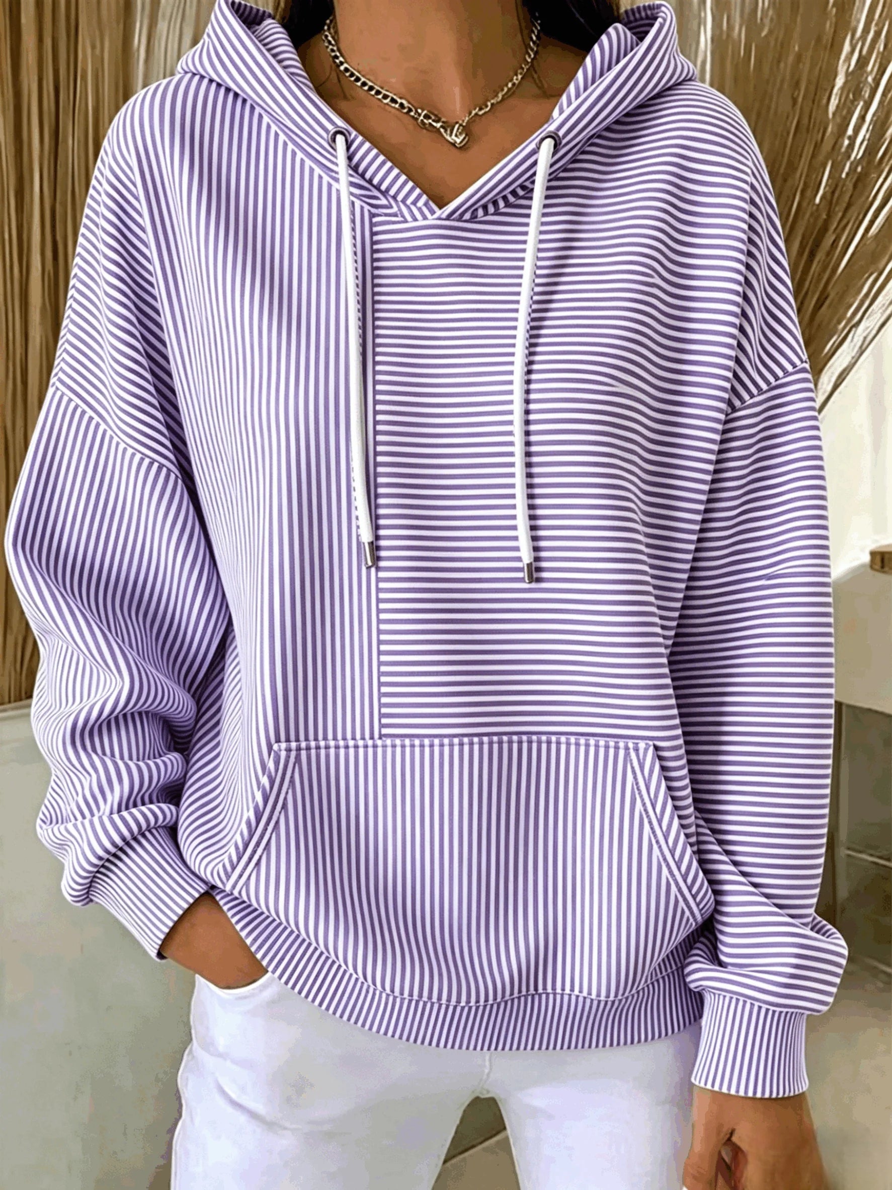 Striped Hoodie Loose Casual Hoodie