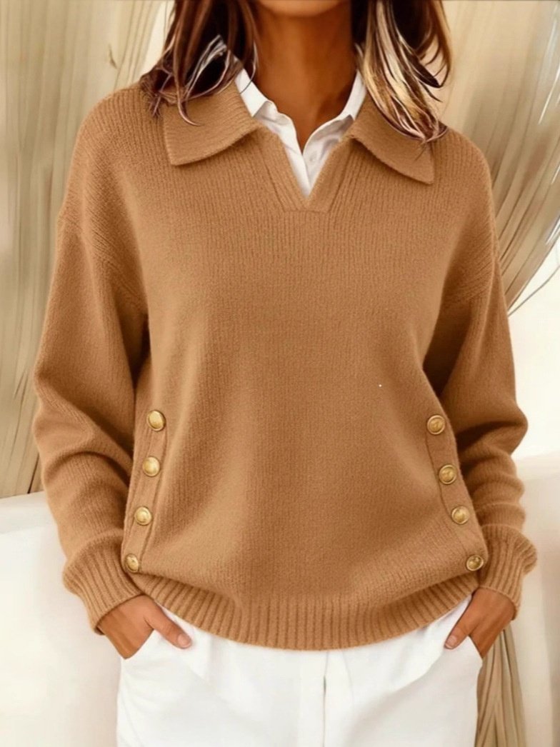 Wool/Knitting Loose Simple Shawl Collar Sweater