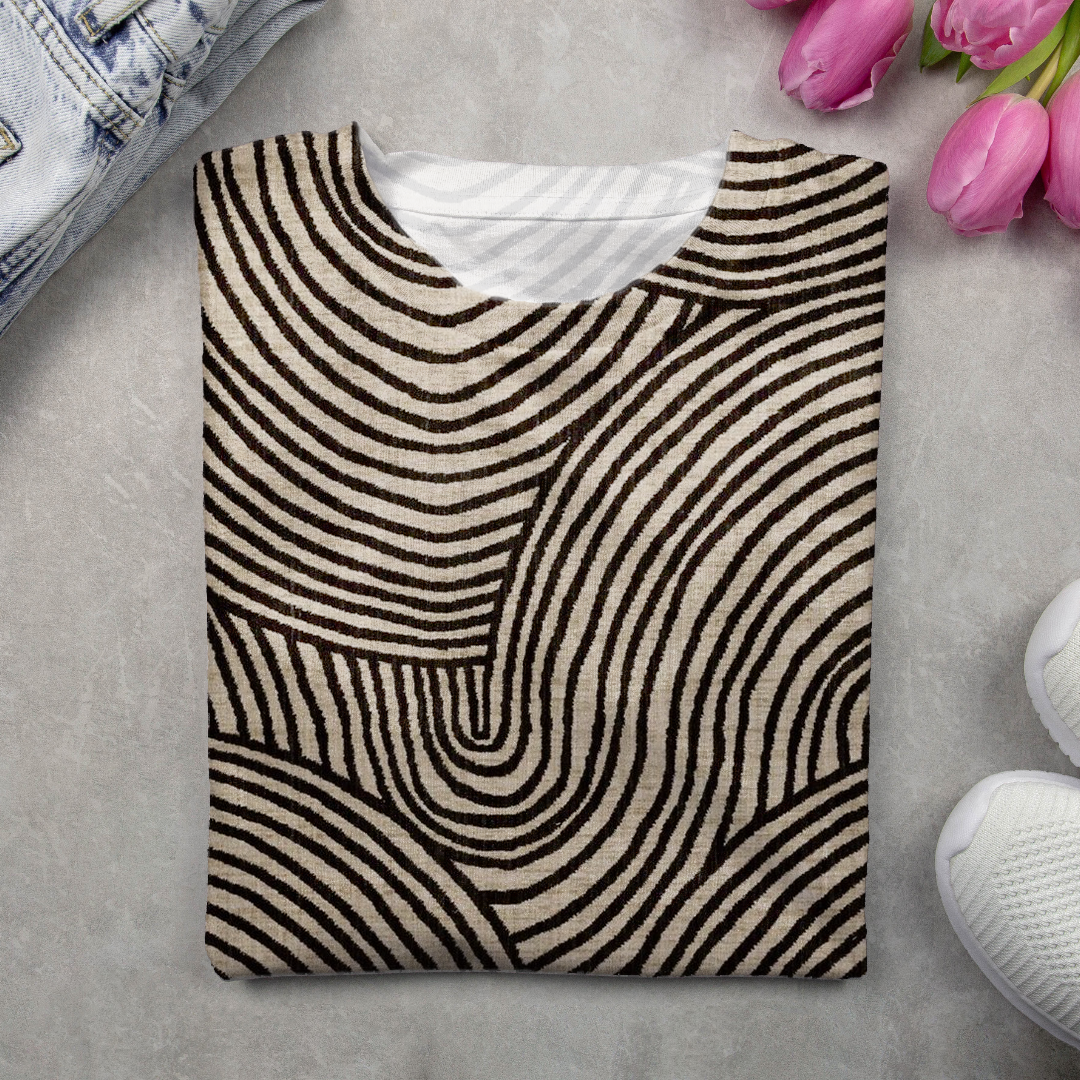Women's Long Sleeve T-shirt Spring/Fall As Picture Abstract Stripes Printing Jersey Crew Neck Daily Going Out Casual Top