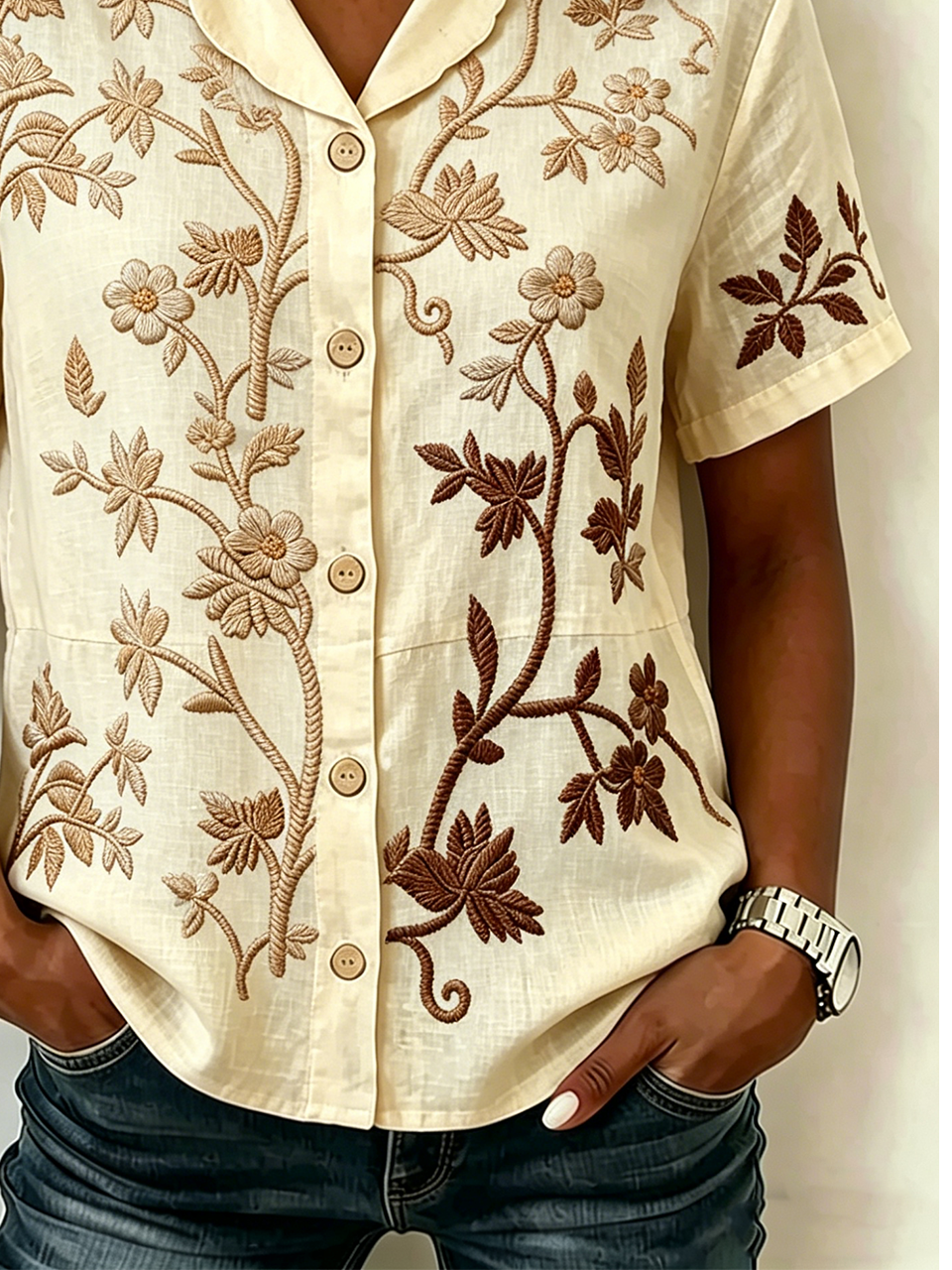 Floral Shawl Collar Vintage Shirt