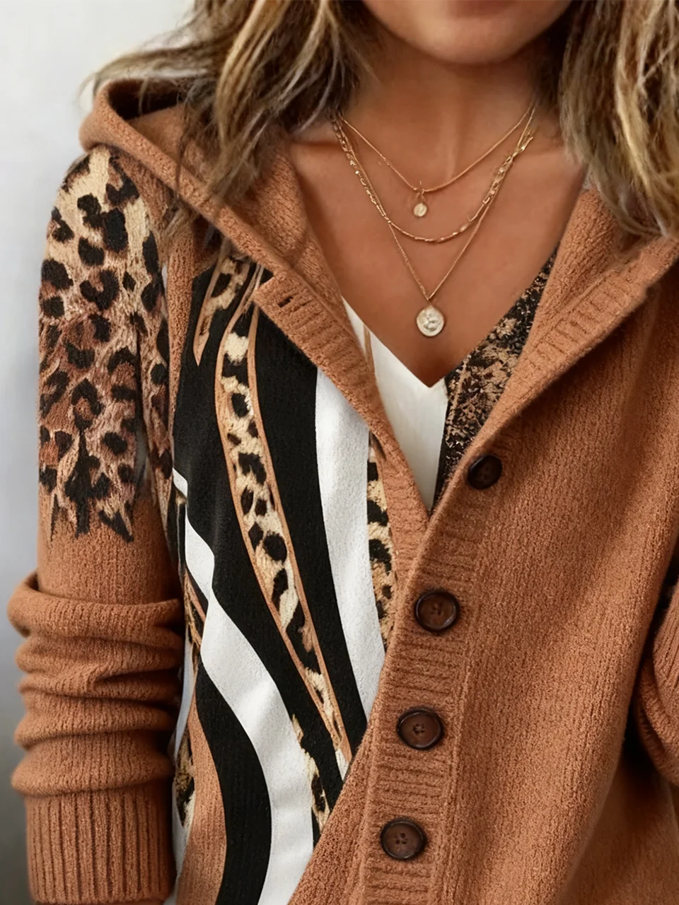 Wool/Knitting Simple Hoodie Cardigan