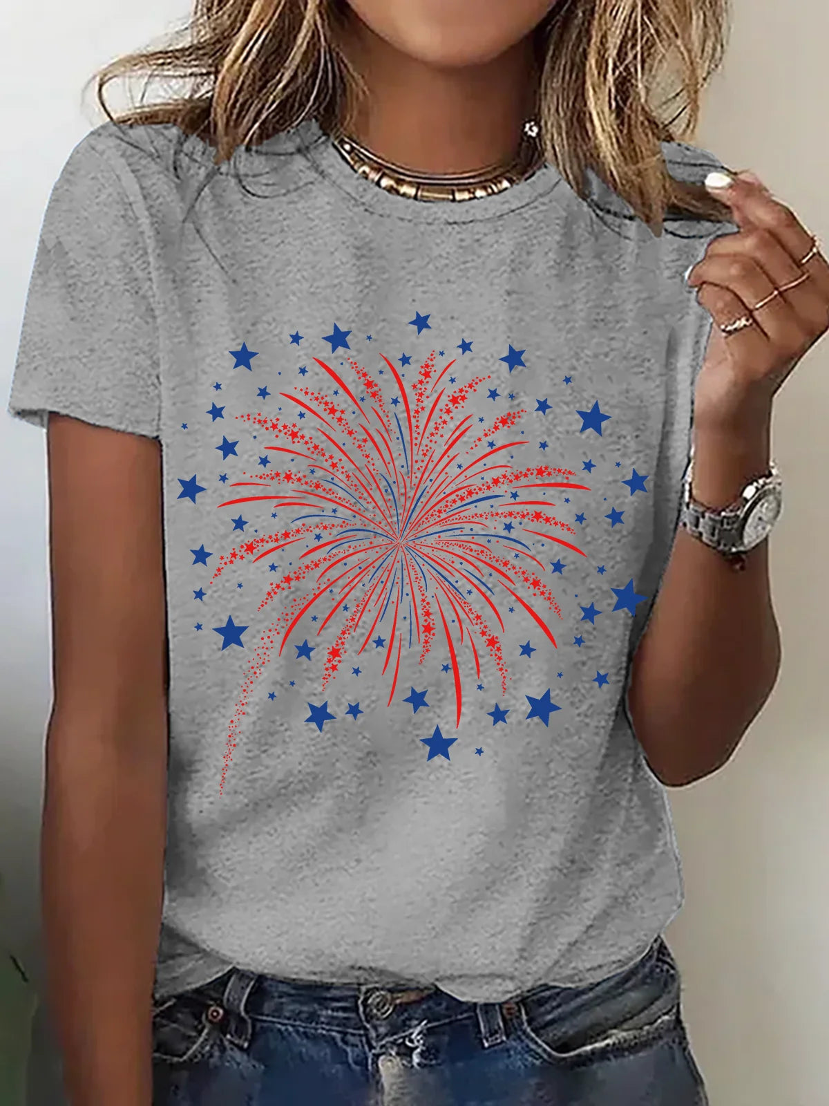 Firework USA 4th Of July Cotton T-Shirt