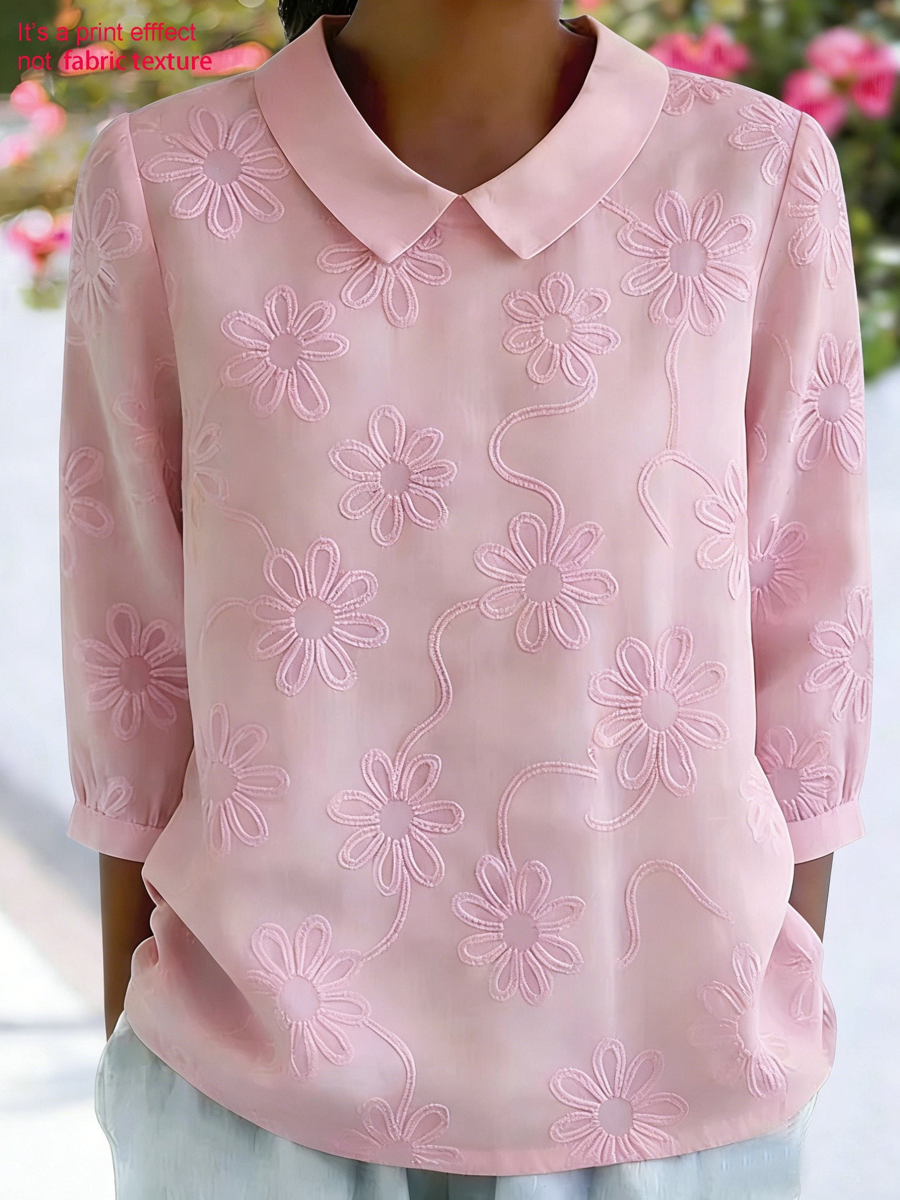 3D Printing Floral Shawl Collar Short Sleeve Spring Summer Casual Top