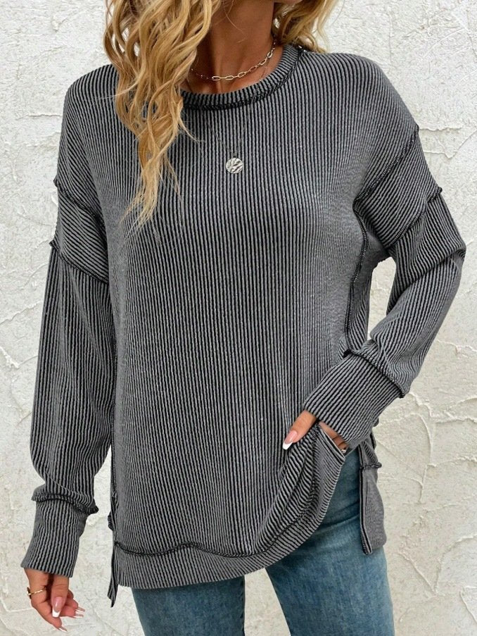 Plain Crew Neck Casual Sweatshirt