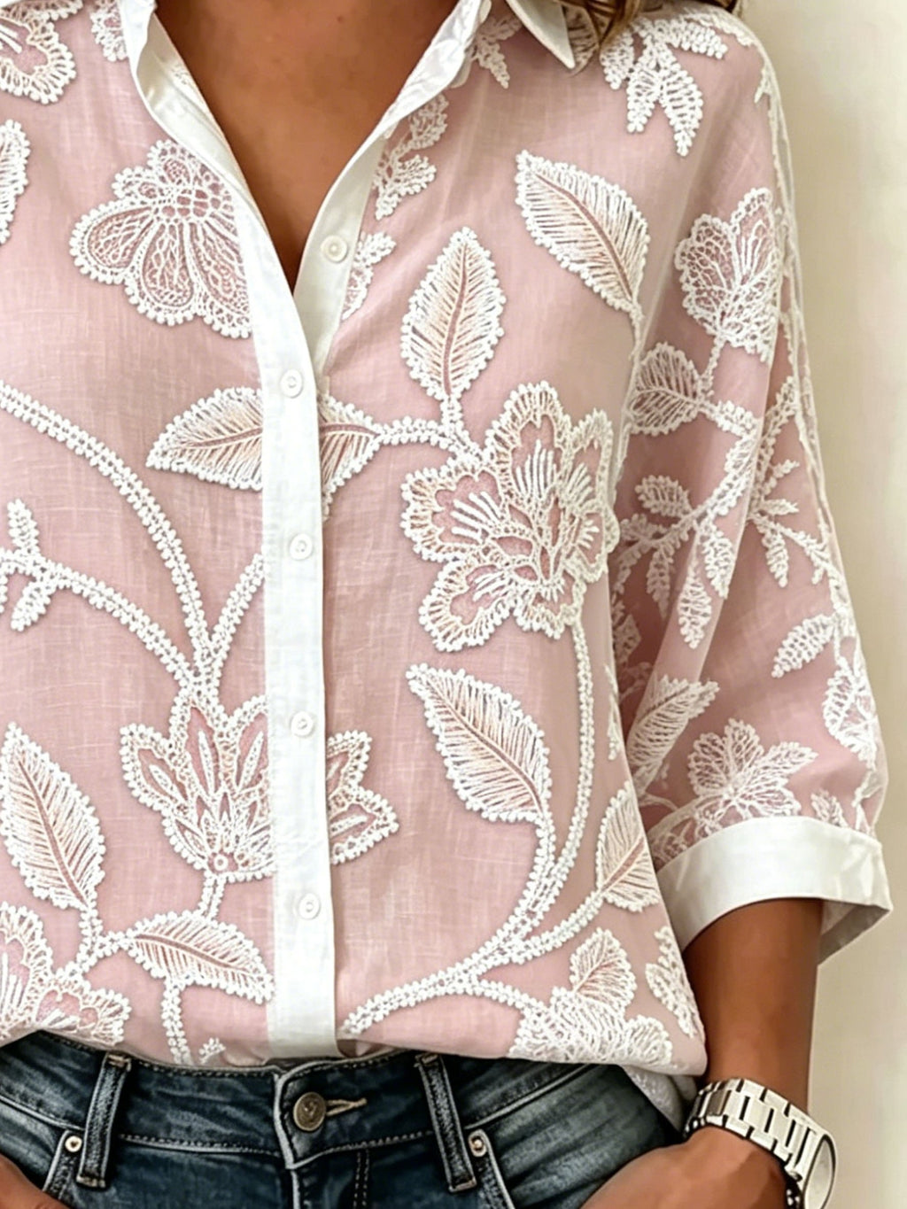 3D Printing Loose Elegant Abstract Floral Casual Shirt