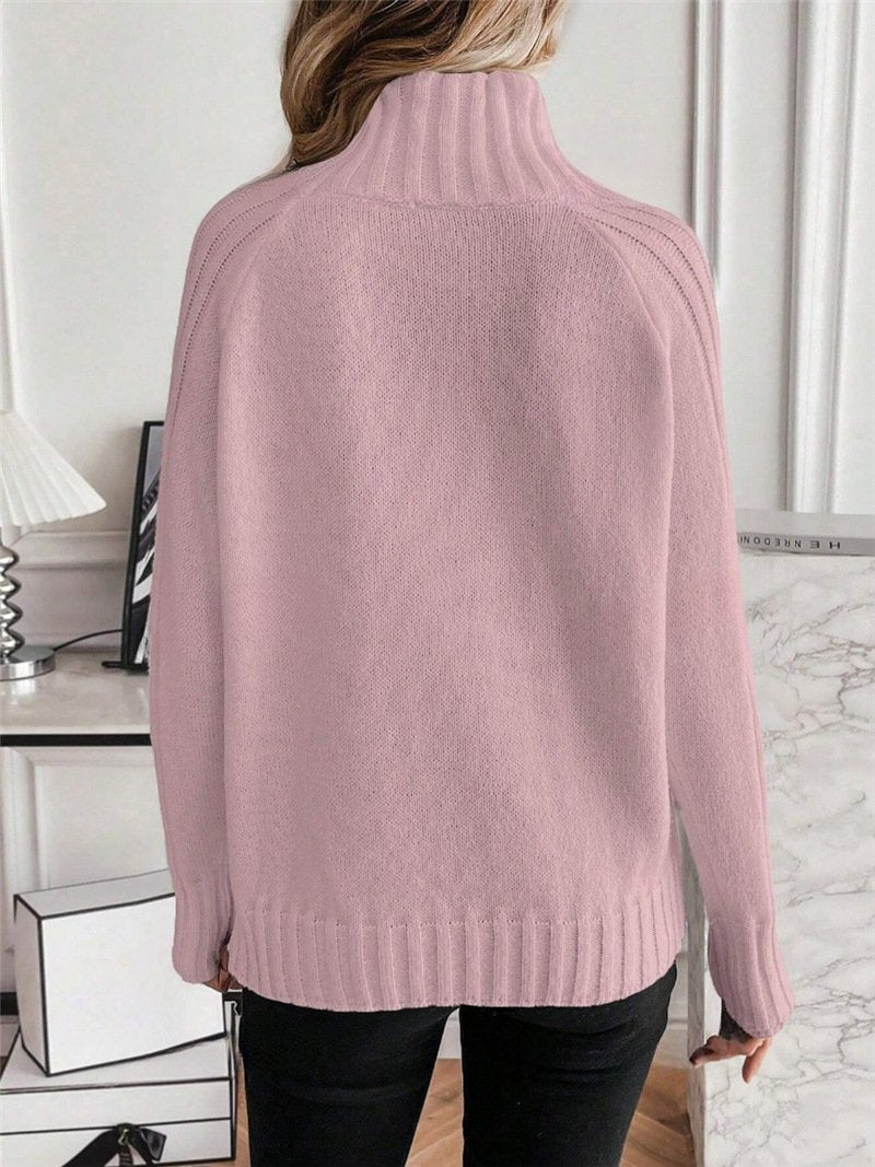 Split Joint Mock Neck Wool/Knitting Urban Sweater