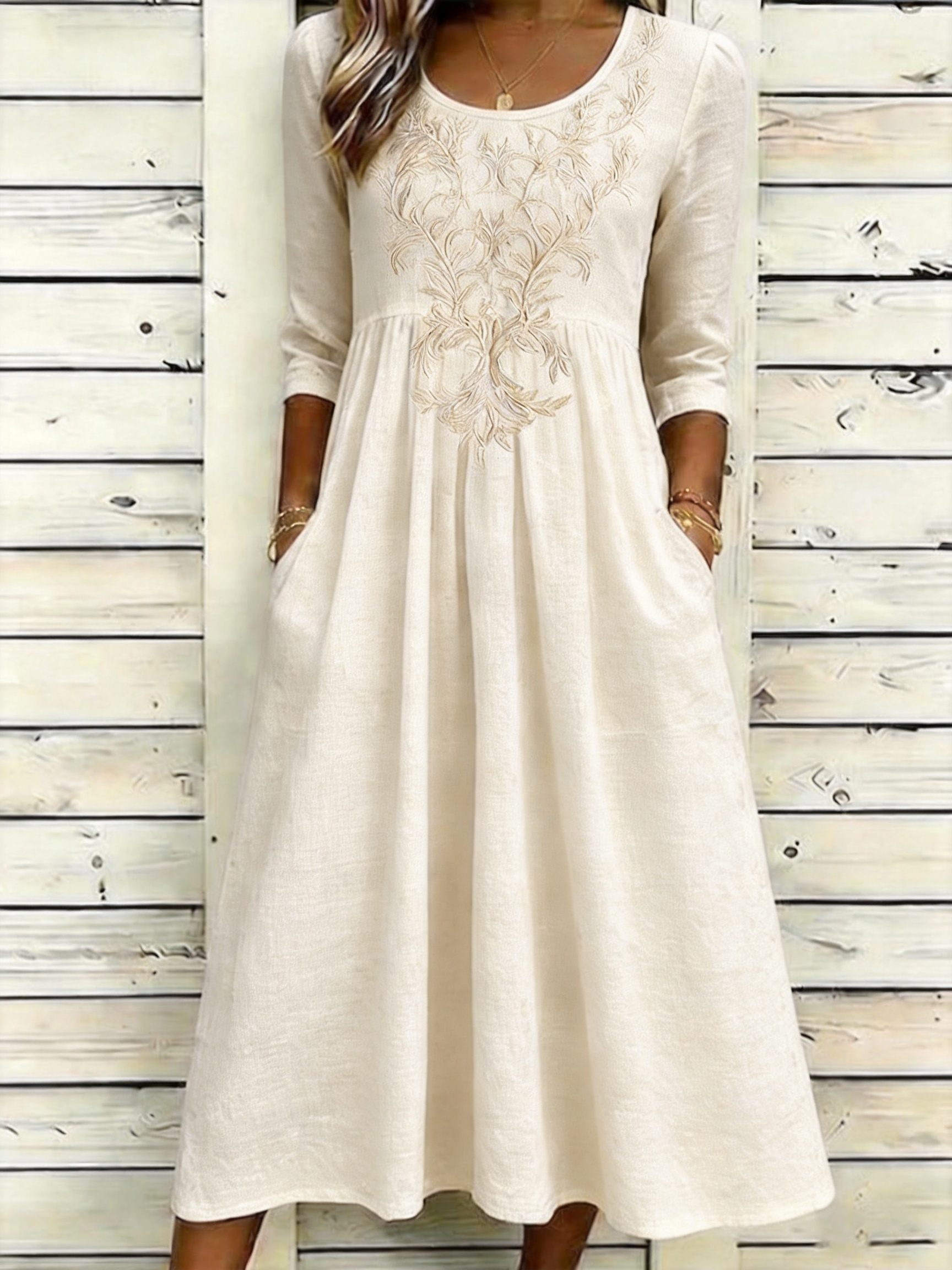 Floral Print Casual A-Line Maxi Dress with Pockets