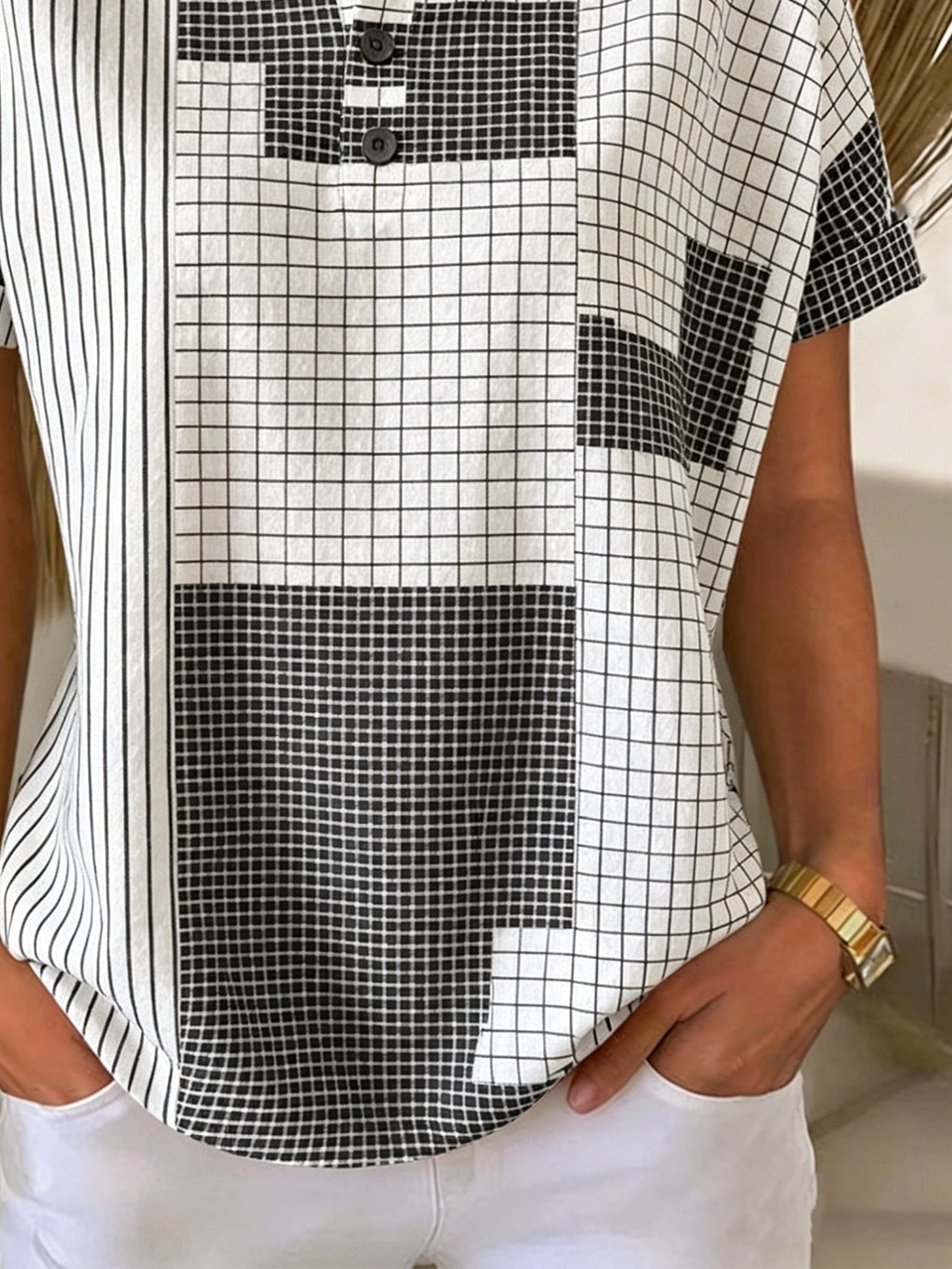 Others Geometric Vintage Loose T-Shirt