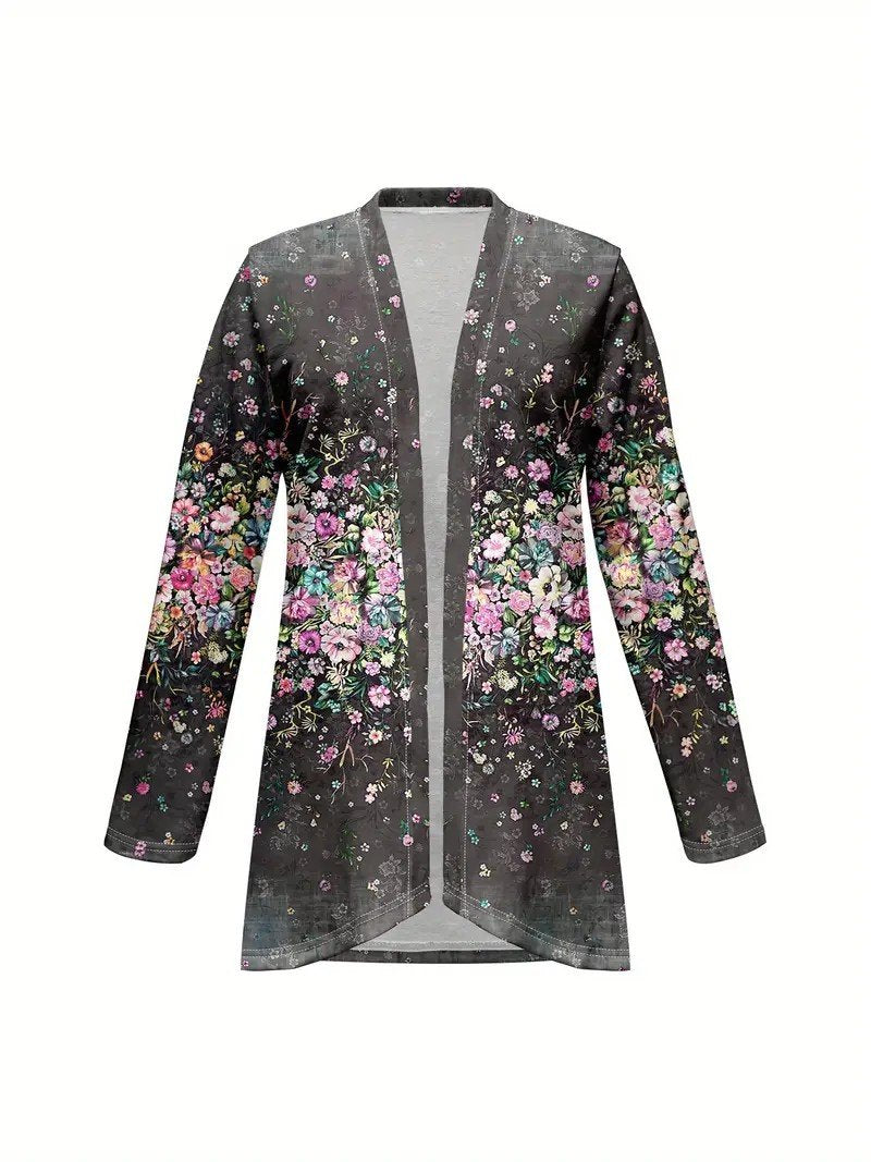 Women's Elegant Lightweight Cardigan Gradient Pattern Print Long Sleeve Jacket