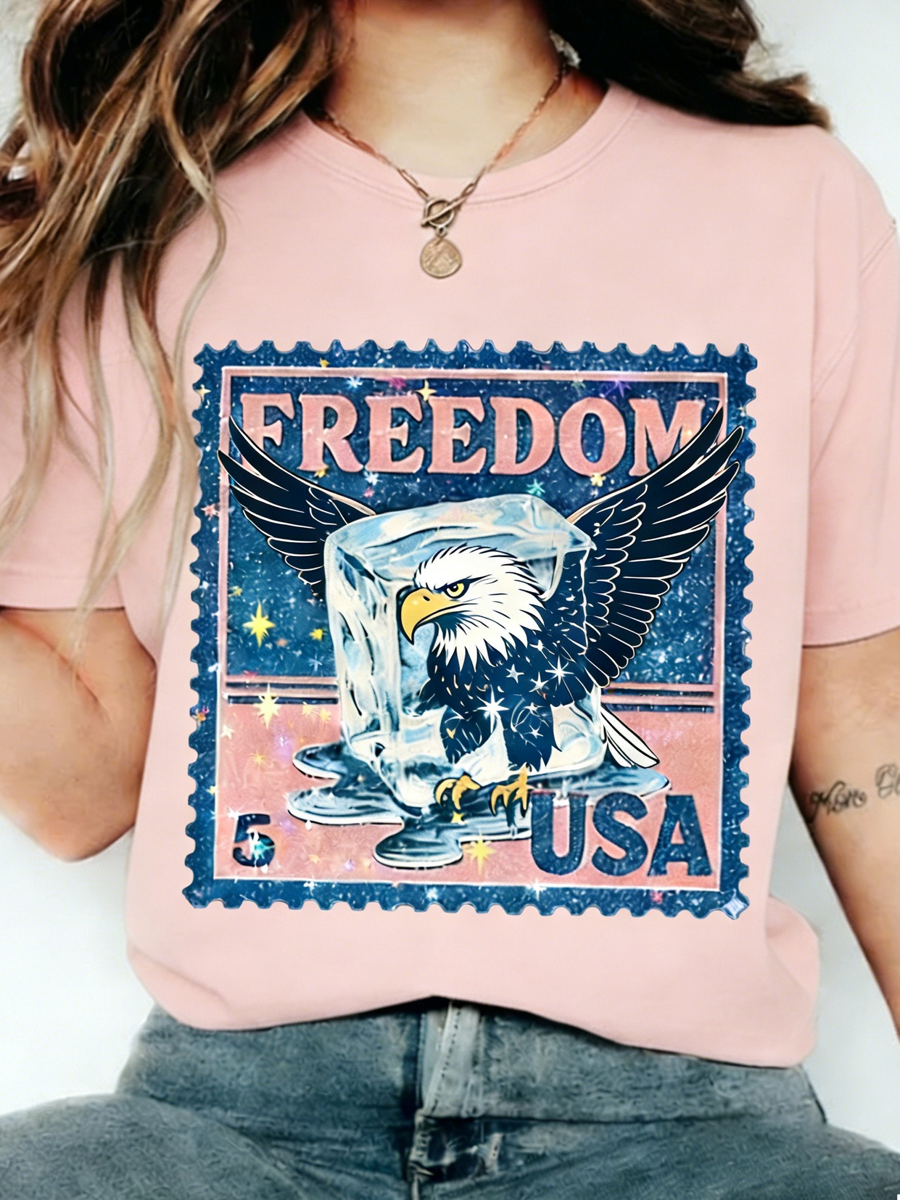 3D Printing America Flag 250th Anniversary Eagle Old Glory Crew Neck Short Sleeve Casual T-Shirt