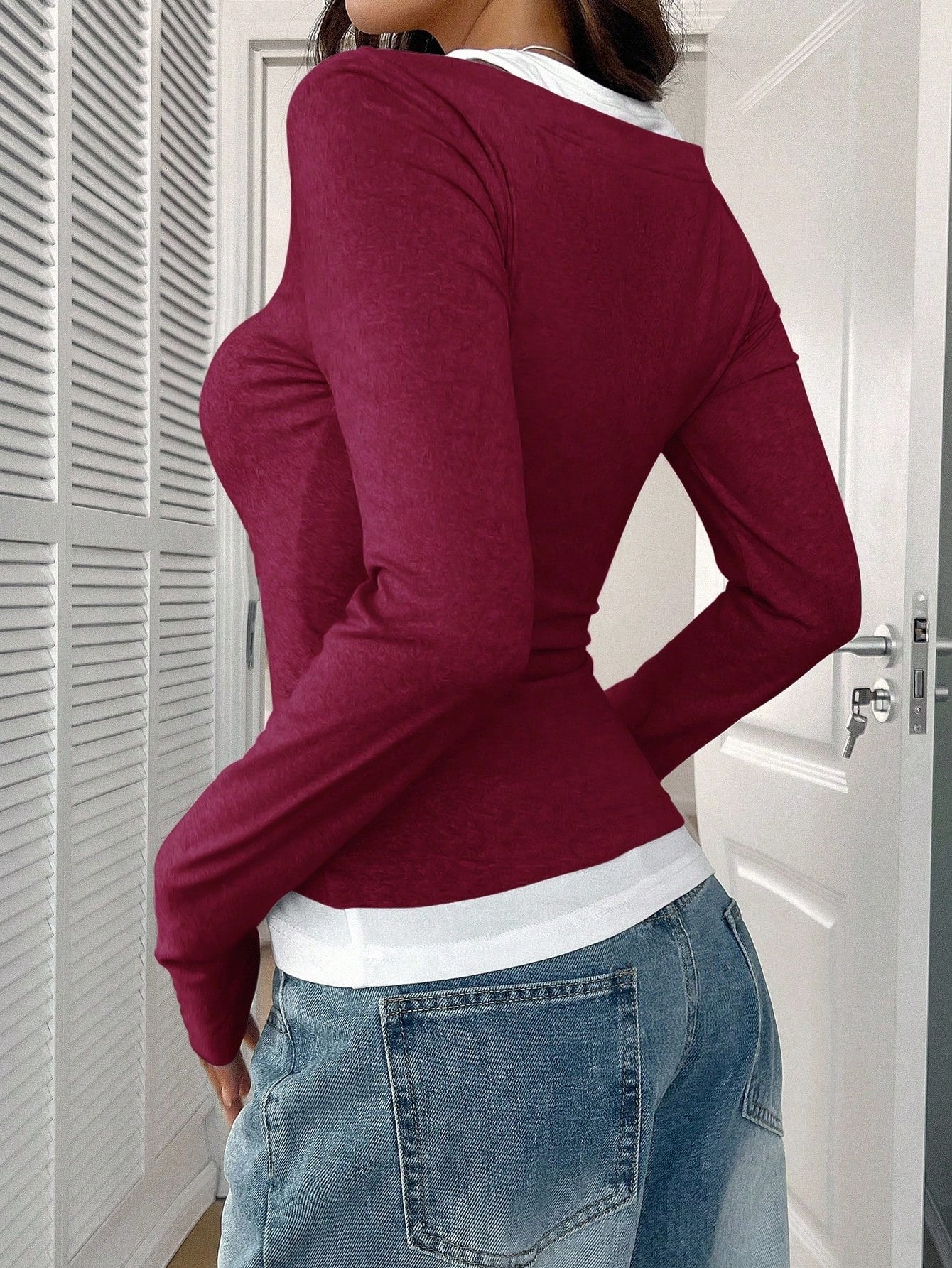 Square Neck Cotton Casual T-Shirt
