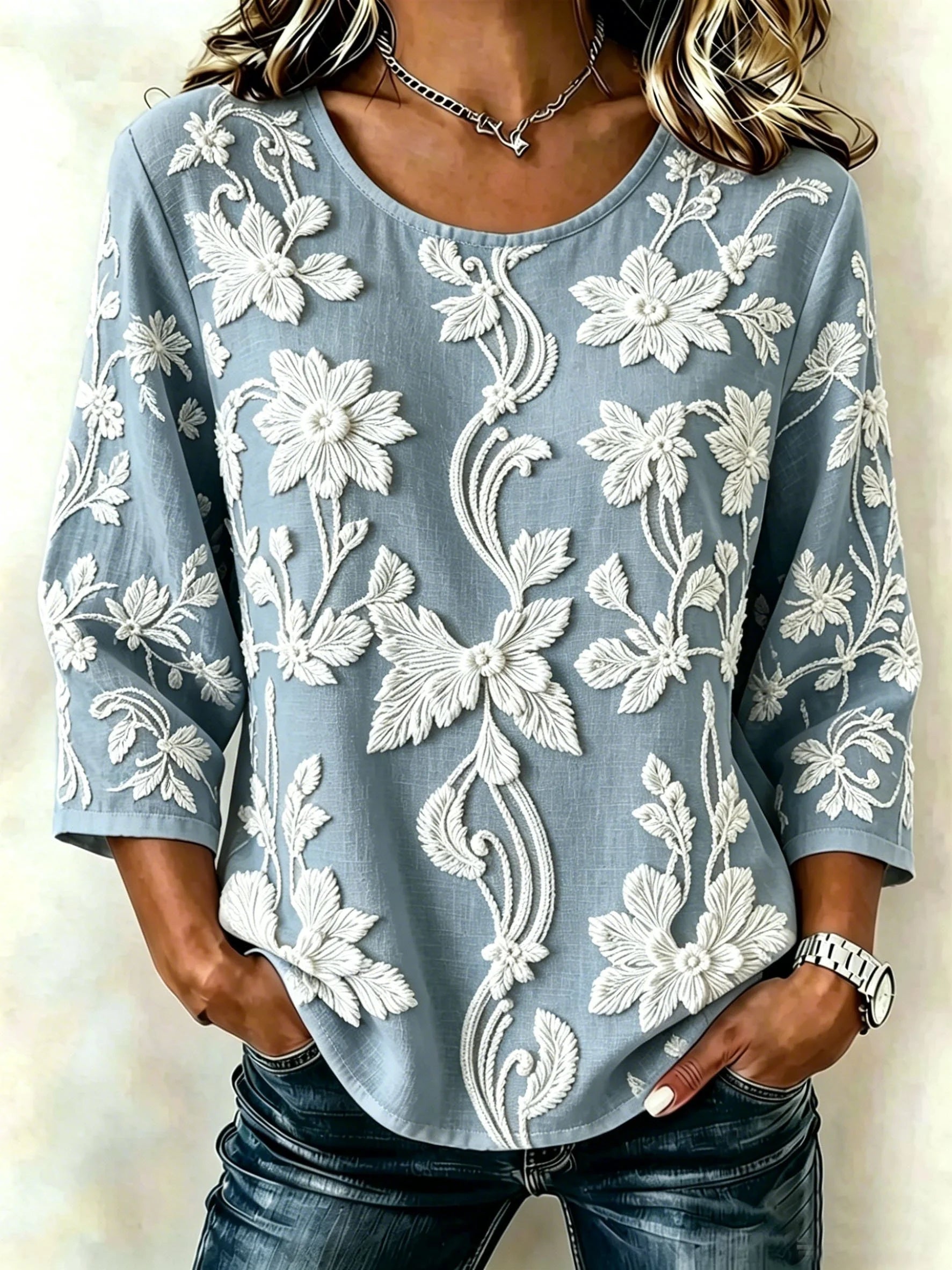 3D Printing Botanical Pattern Round Neck Short Sleeve Daily Going Out Vintage Casual Top