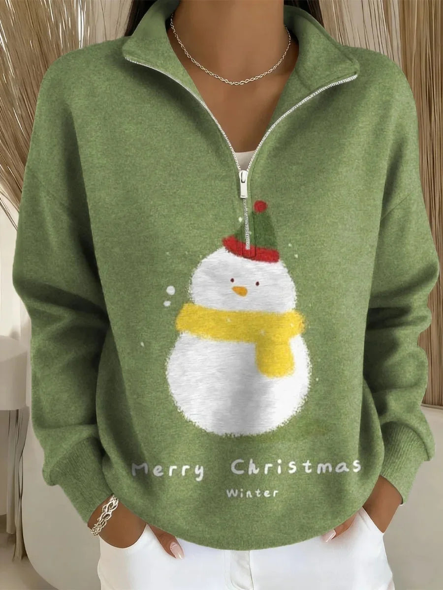 Half Open Collar Christmas Casual Loose Sweater