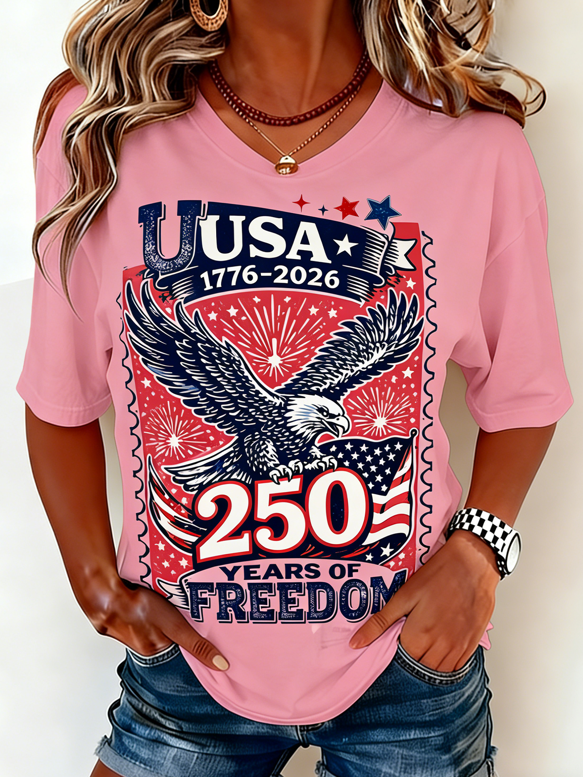 250th anniversary Crew Neck Independence Day Casual Regular Fit T-Shirt