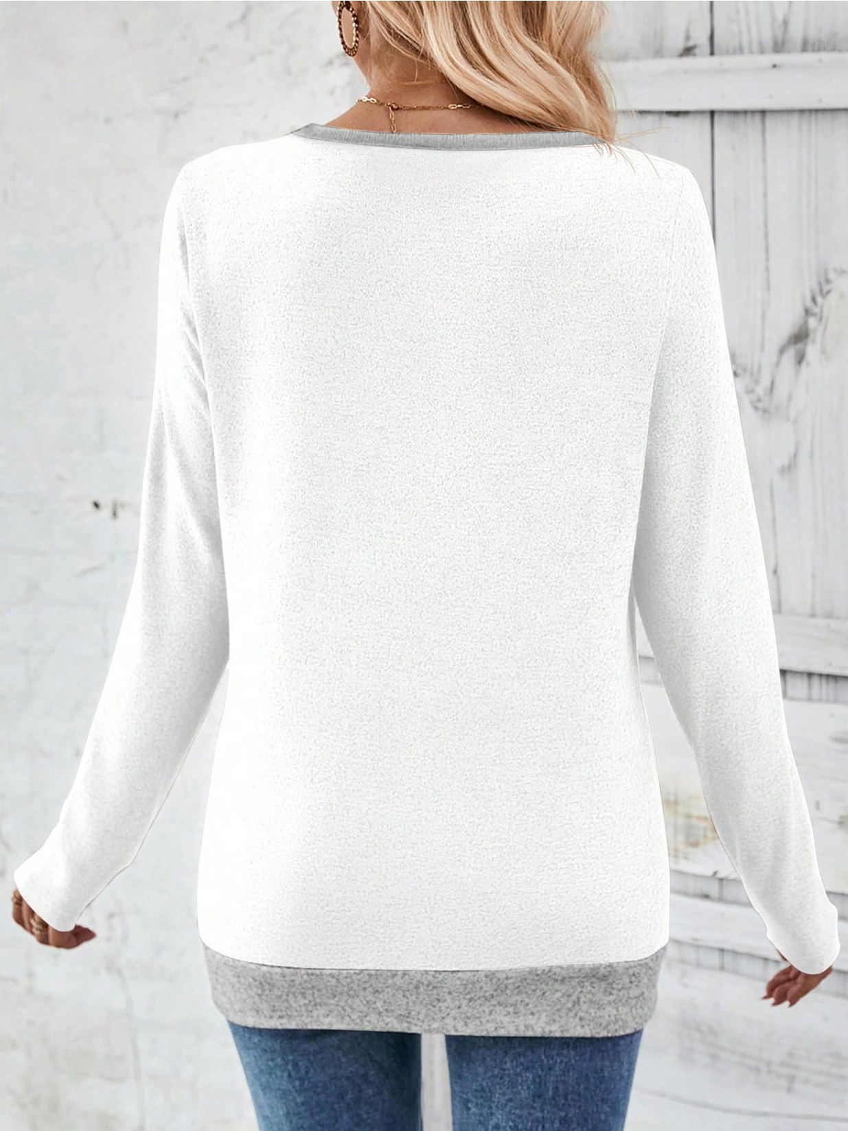 V Neck Multicolor Block Elegant T-Shirt
