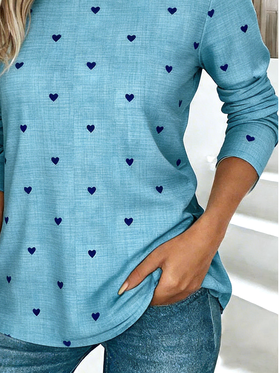 Casual Crew Neck Cotton-Blend T-Shirt