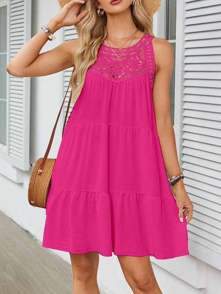 Others Plain Cotton-Blend Boho Dress