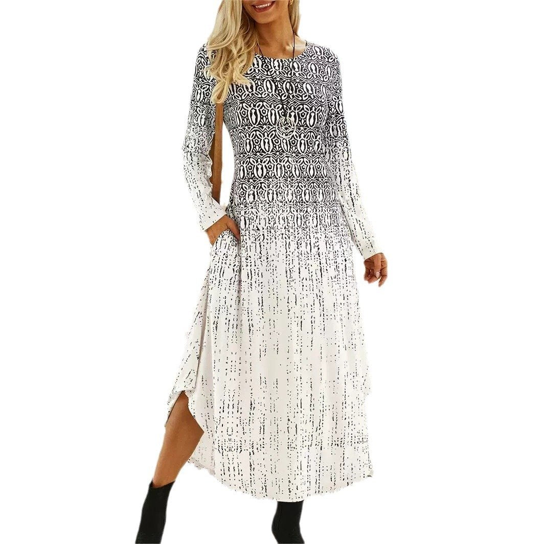 Vintage Regular Fit Ethnic Crew Neck Dress With No