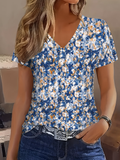 Cotton Elegant V Neck Regular Fit T-Shirt
