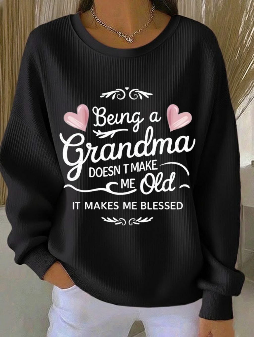 Crew Neck Printing Text Letters Casual Sweatshirt