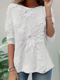 Women's Long Sleeve T-shirt Spring/Fall White Floral Jersey Crew Neck Daily Going Out Casual Top