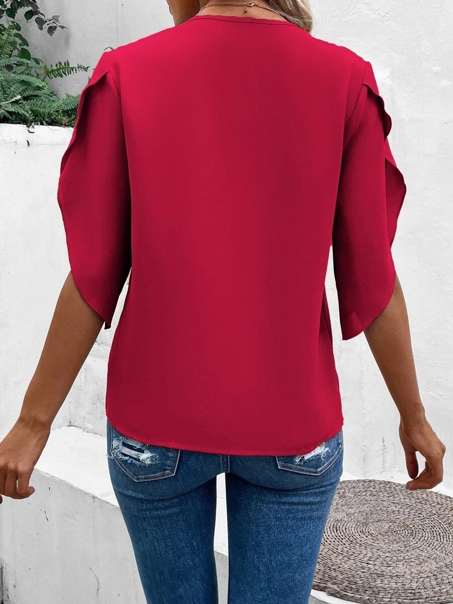 Elegant Linen Blend V Neck T-Shirt