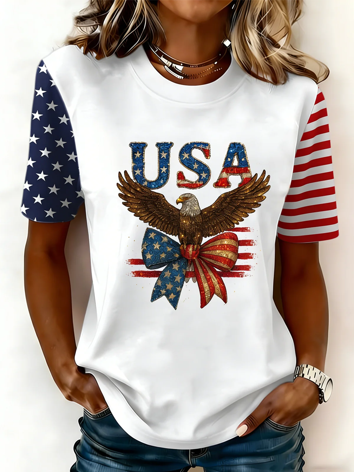 Casual Cotton Usa/Us/American Regular Fit T-Shirt