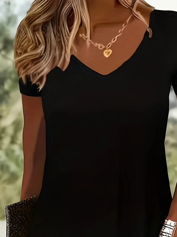 Women's V-Neck Short Sleeve Dress