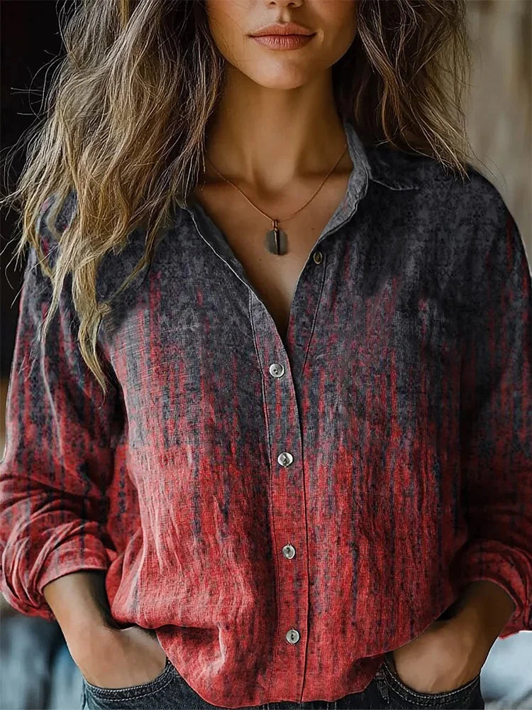 Women's Vintage Ethnic Floral Print Casual Long Sleeve Comfort Shirt