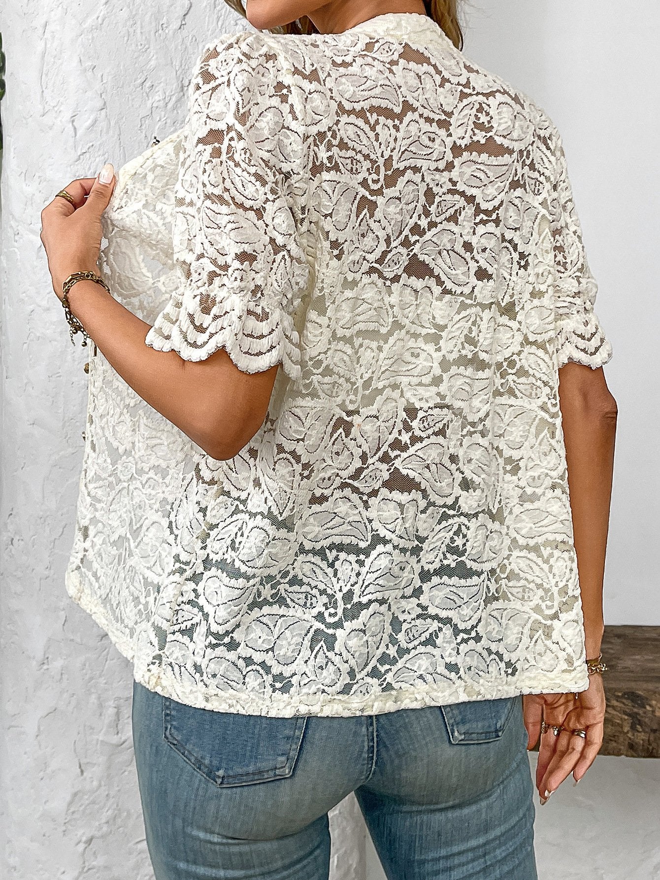 Women's Short Sleeve Shirt Summer Apricot Floral Split Joint Crew Neck Daily Going Out Casual Top