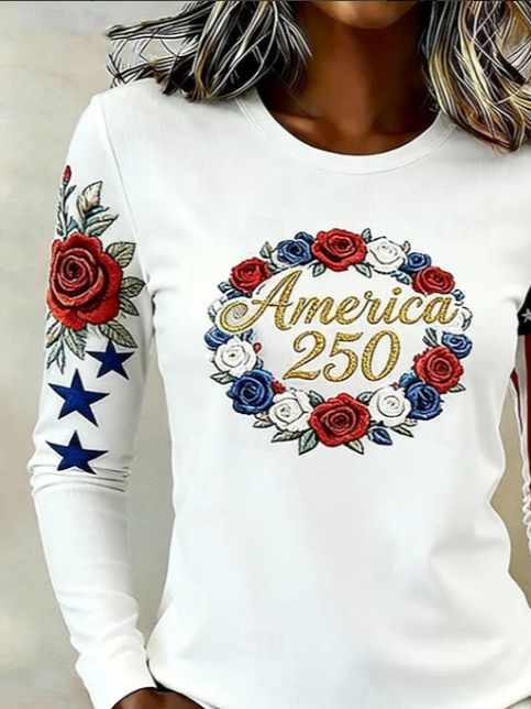 Women's Long Sleeve T-shirt Spring/Fall White Text Letters Printing Jersey Crew Neck Daily Going Out Casual Top