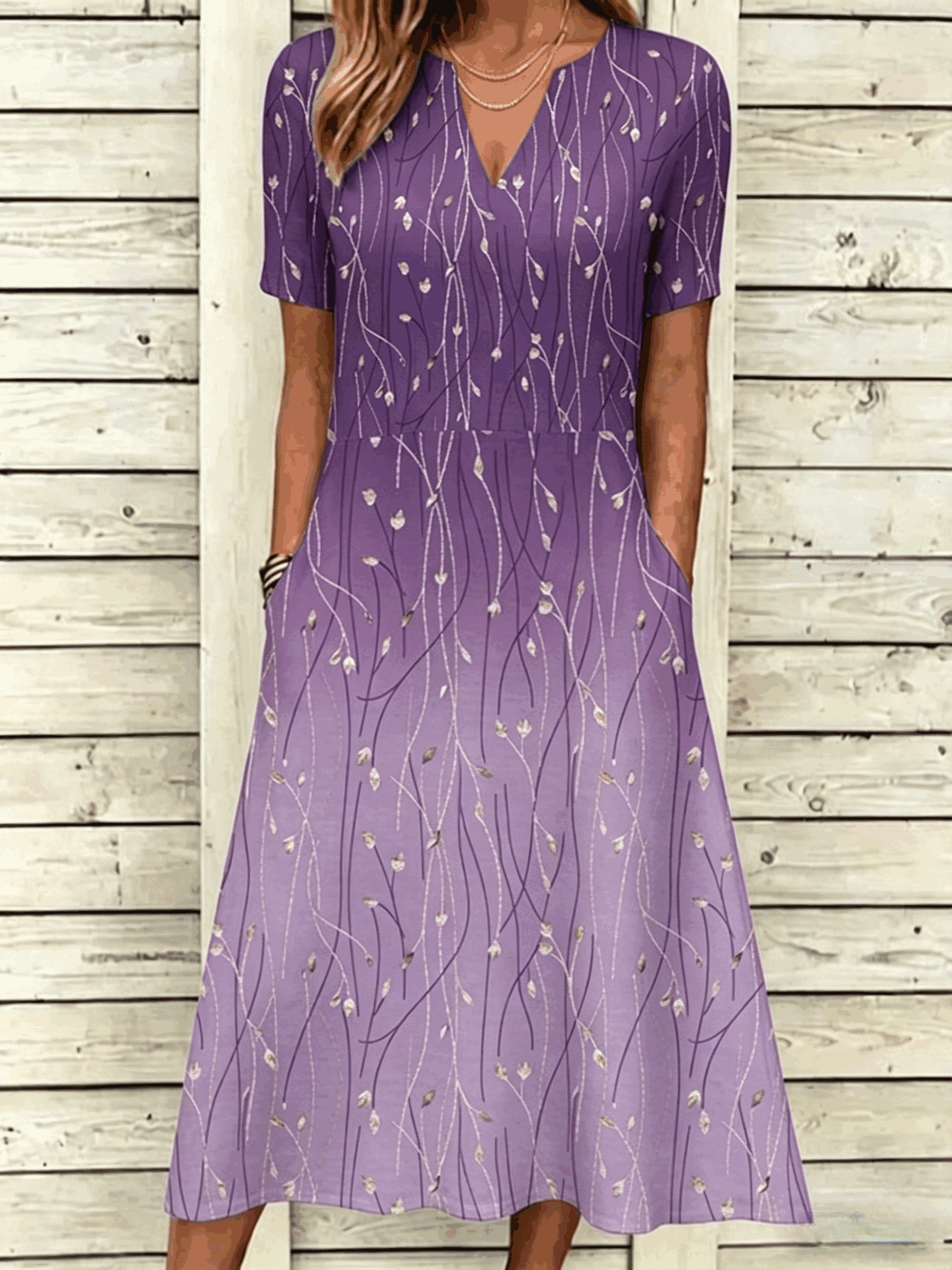 Loose Others Gradient Pattern Vintage Dress With No
