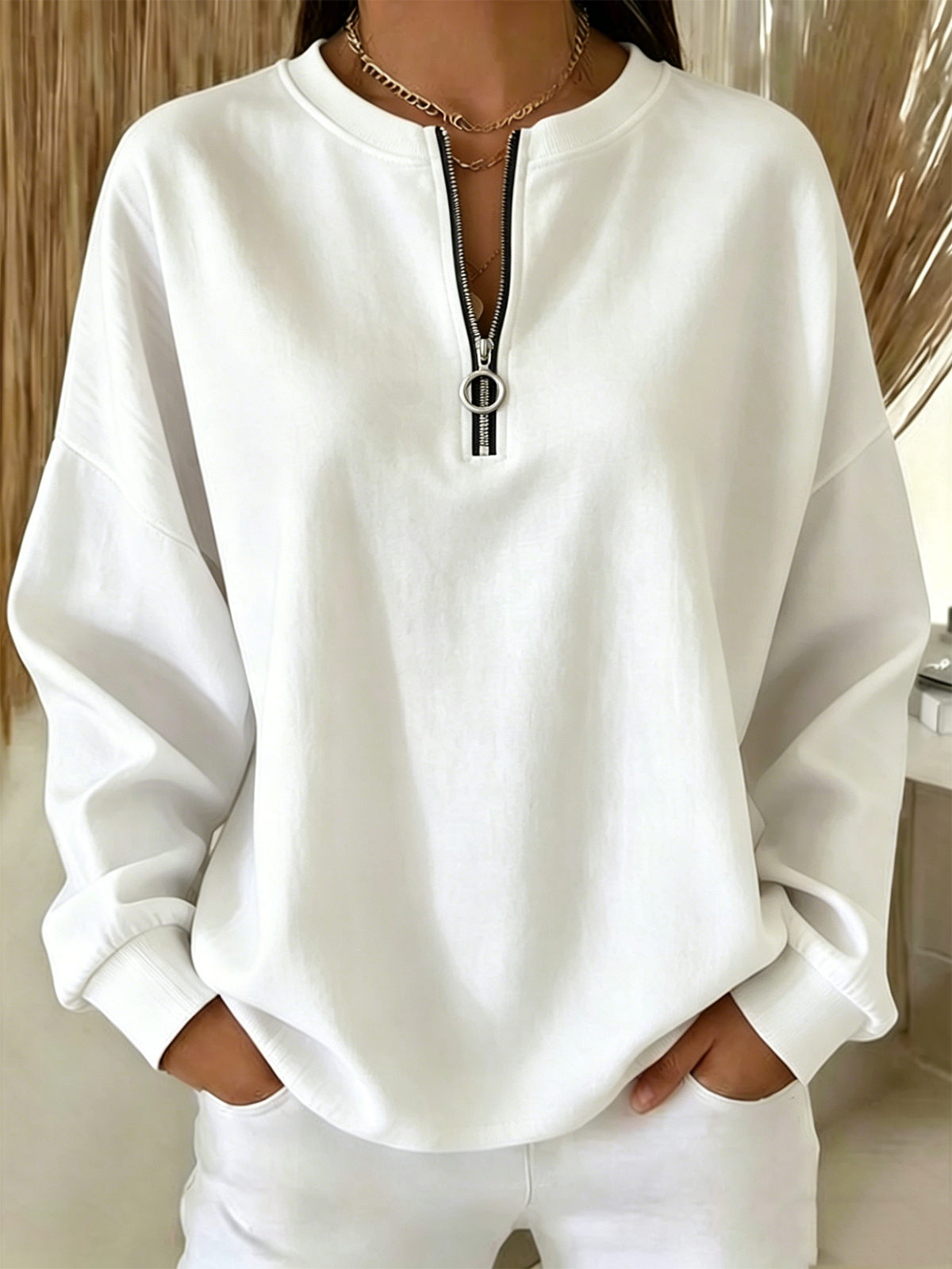 Plain Vintage Crew Neck Sweatshirt