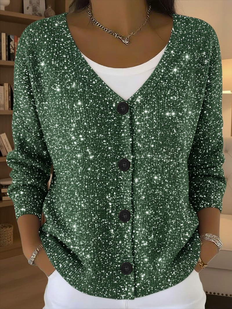Women's Abstract Print Casual V-Neck Cardigan