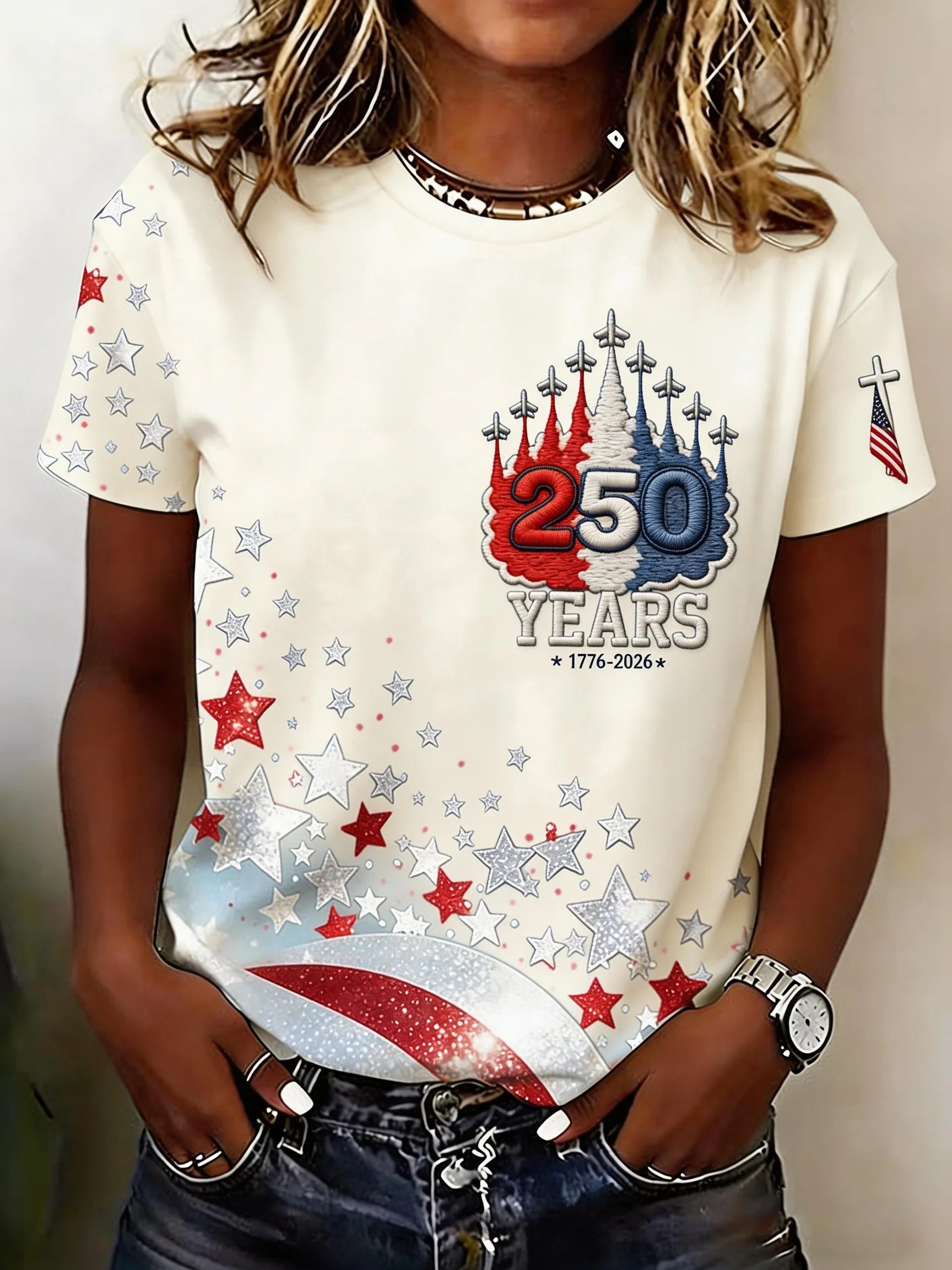 Blue Stars and Stripes Patriotic Anniversary Shirt