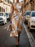 Elegant Tight Floral Dress With No